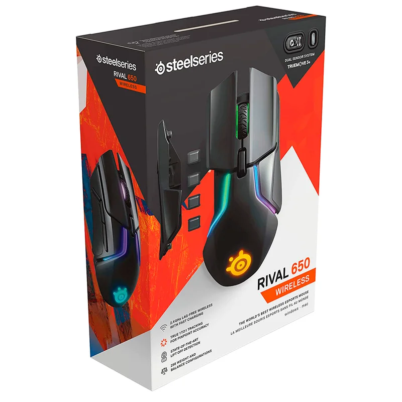 Мышка игровая беспроводная USB Steelseries Rival 650 RGB, Black 8
