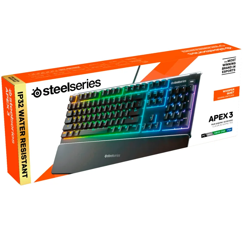 Клавиатура игровая проводная USB SteelSeries Apex 3 RGB 6
