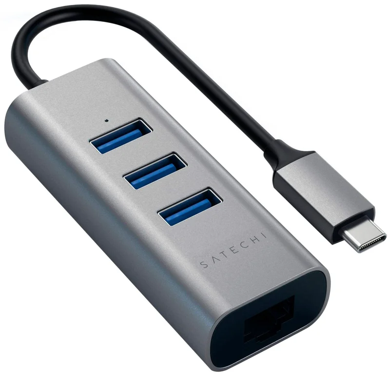 Концентратор Type-C, 3*USB 3.0, 1*Ethernet, Satechi, Серый (ST-TC2N1USB31AM) 2