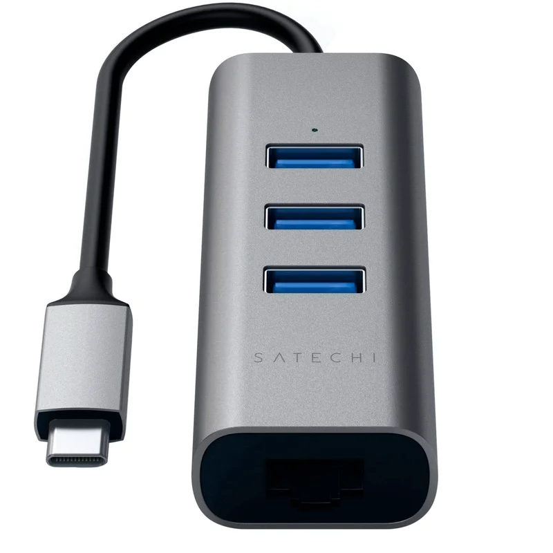 Концентратор Type-C, 3*USB 3.0, 1*Ethernet, Satechi, Серый (ST-TC2N1USB31AM) 3