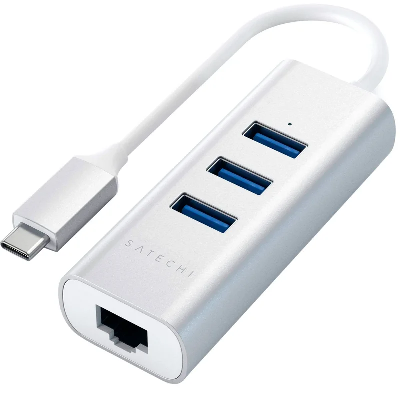Концентратор Type-C, 3*USB 3.0, 1*Ethernet, Satechi, Серебро (ST-TC2N1USB31AS) 2