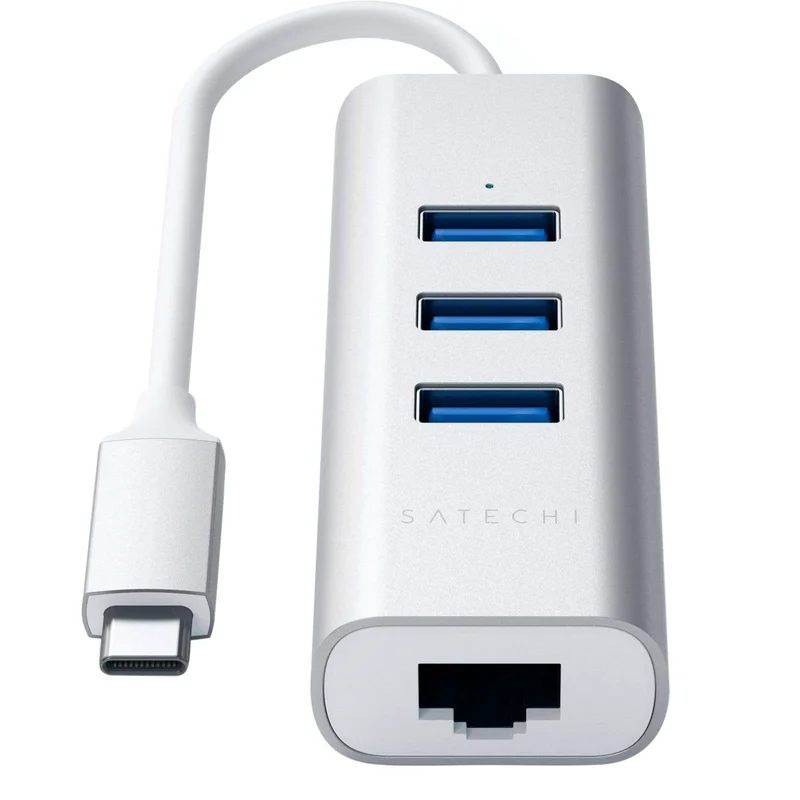 Концентратор Type-C, 3*USB 3.0, 1*Ethernet, Satechi, Серебро (ST-TC2N1USB31AS) 3