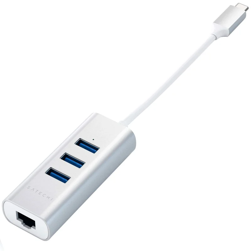 Концентратор Type-C, 3*USB 3.0, 1*Ethernet, Satechi, Серебро (ST-TC2N1USB31AS) 4