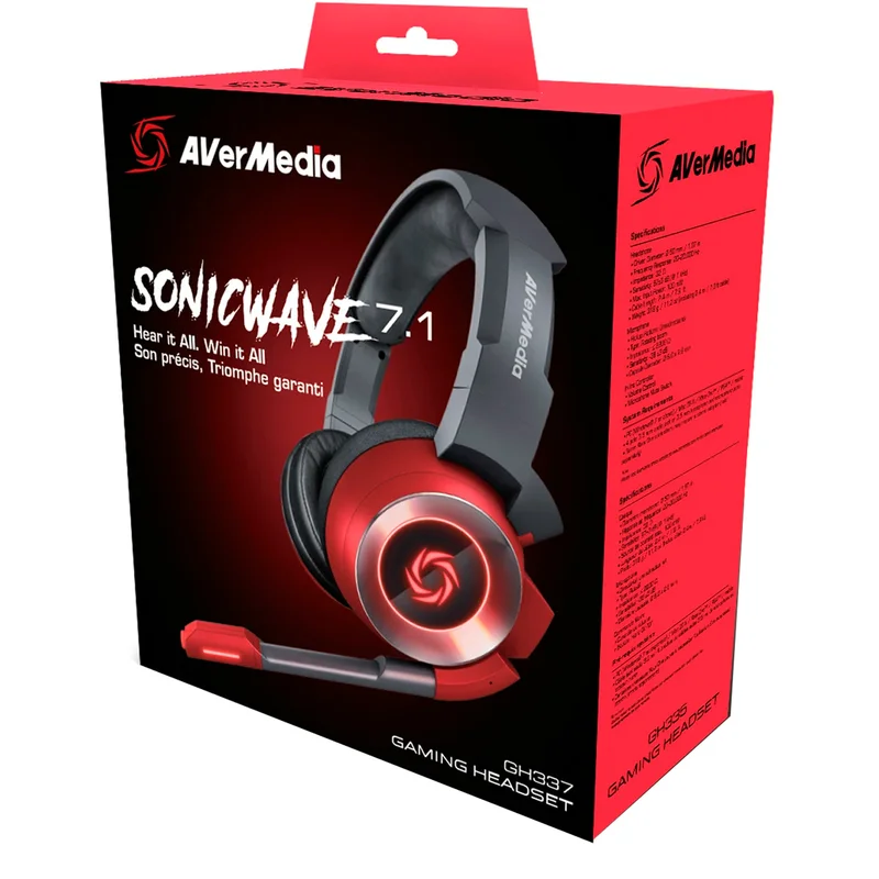 Игровая гарнитура AverMedia SonicWave 7.1 GH337, Red (40AAGH337APJ) 4