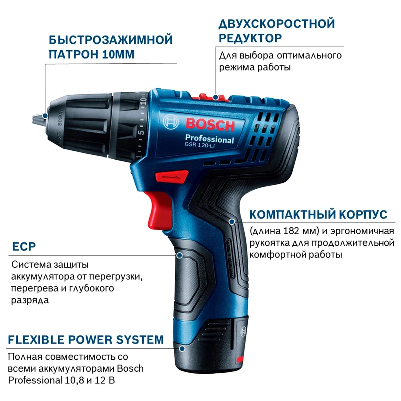 Дрель-шуруповерт Bosch GSR 120-LI аккумуляторная (06019G8000) 8