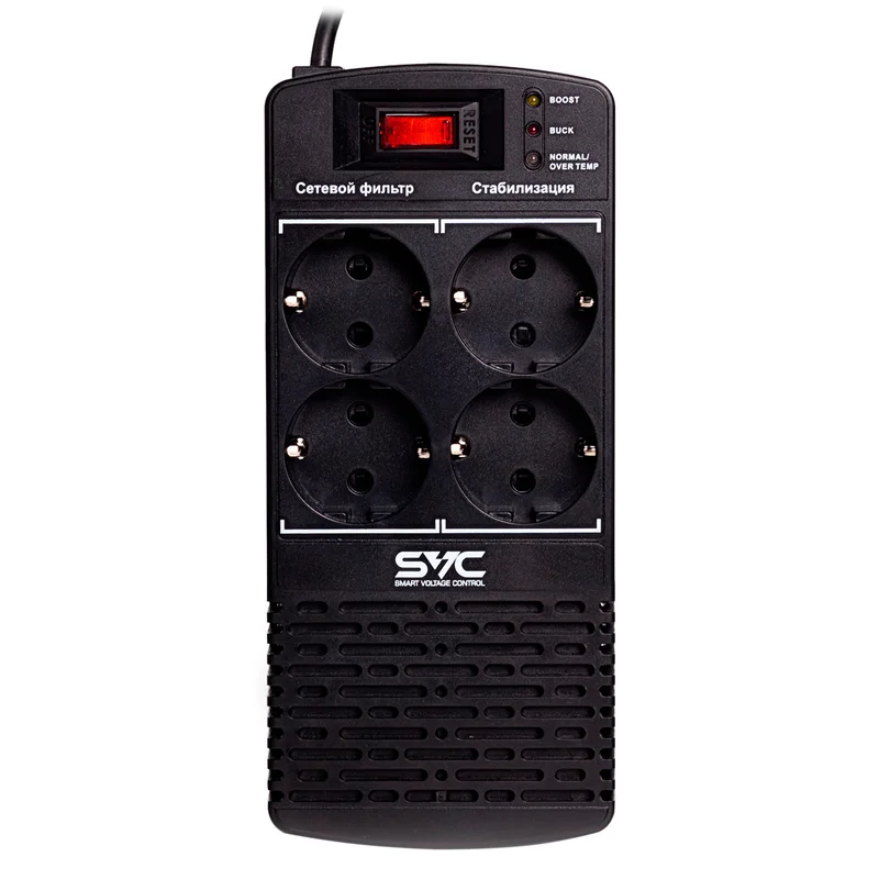 Стабилизатор SVC, 600VA/300Вт,AVR: 174-280В, 4Shuko, 1.2 м, Black (AVR-600-L) 2