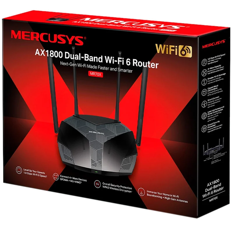 Беспроводной маршрутизатор, Mercusys MR70X, 3 порта + Wi-Fi 6, 1775 Mbps (MR70X) 3