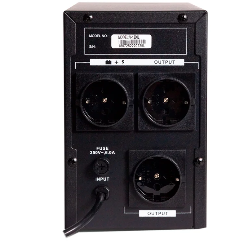 ИБП SVC, 1200VA/720W, AVR:165-275В, 3 Schuko, Black (V-1200-L) 3