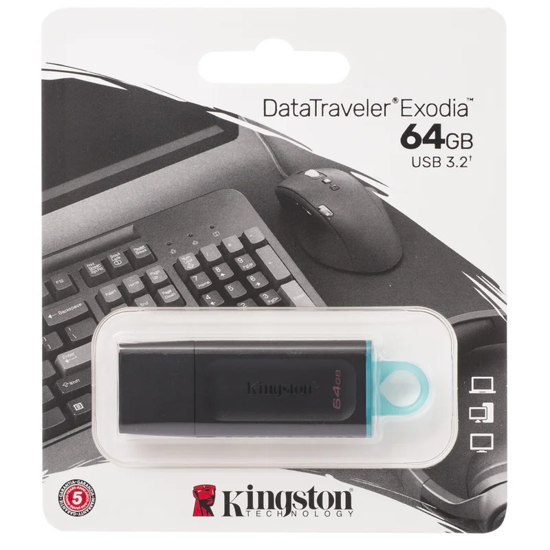 USB Флешка 64GB Kingston USB 3.2 Gen 1 Black (DTX/64GB) 2