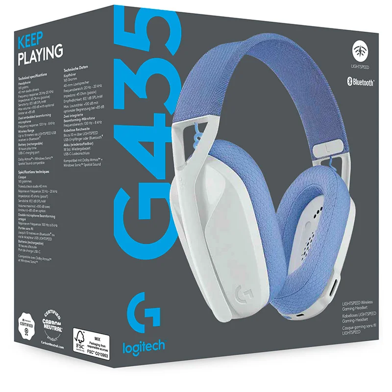 Игровая гарнитура беспроводная Logitech G435 LightSpeed, White (981-001074) 6