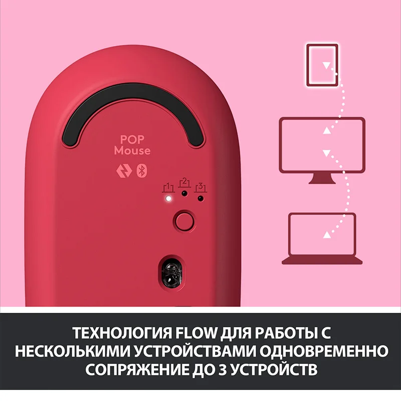 Мышка беспроводная USB/BT Logitech POP Mouse, Rose (910-006548) 4