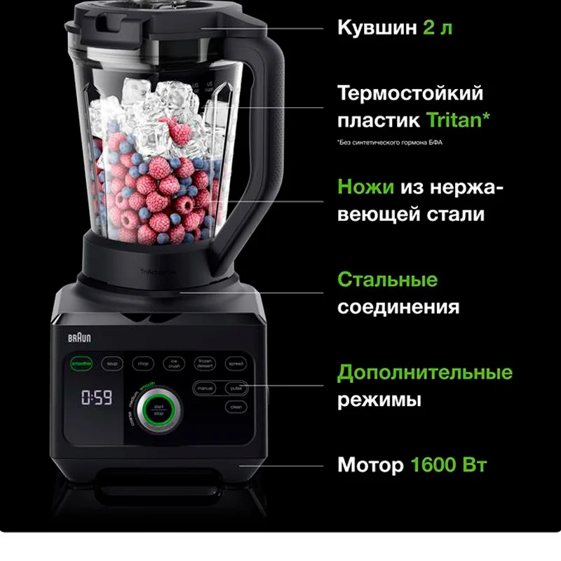 Блендер стационарный Braun TriForce Power JB-9040BK Черный 2