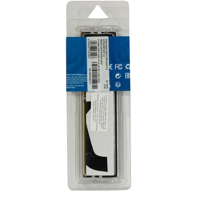 Оперативная память DDR4 DIMM 16GB/3200Mhz PC4-25600 Netac Basic (NTBSD4P32SP-16) 3