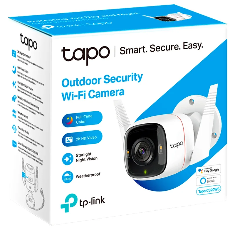 Wi-Fi камера TP-Link Tapo C320WS, 4 Мп (2560 × 1440) f/1,61 объетив 3,18 мм 2