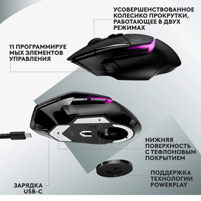 Игровая мышь беспроводная Logitech G502 X PLUS, Black (910-006162) 8