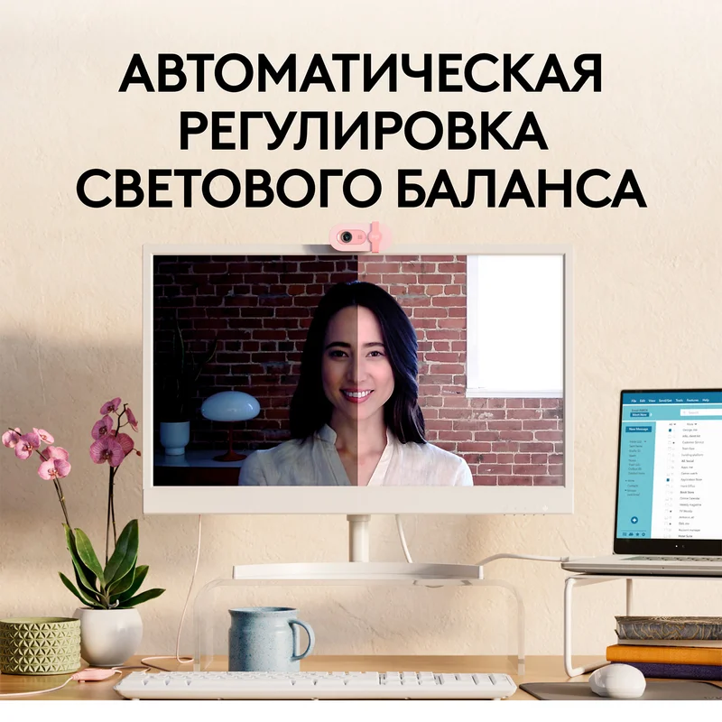 Web Камера Logitech BRIO 100, FHD, Rose 3