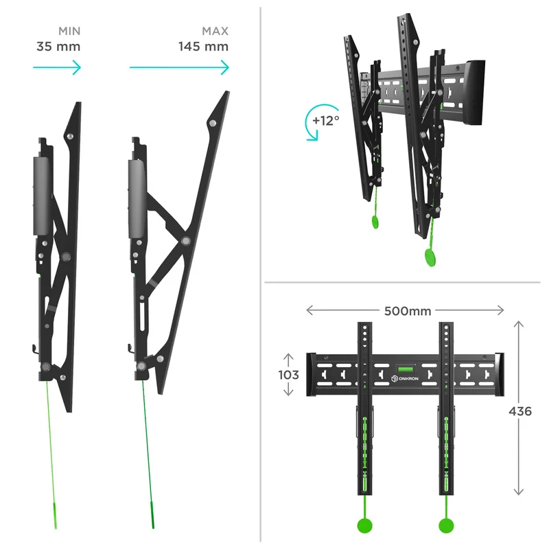 Кронштейн для ТВ 32"-65" наклонный, ONKRON, макс 56, (SN14-B) 3