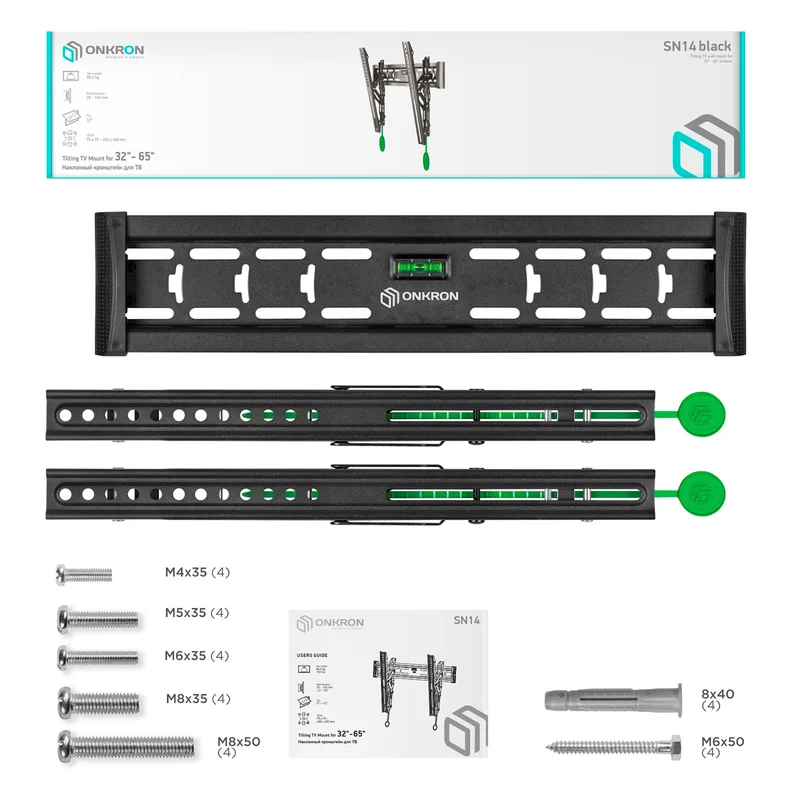 Кронштейн для ТВ 32"-65" наклонный, ONKRON, макс 56, (SN14-B) 6