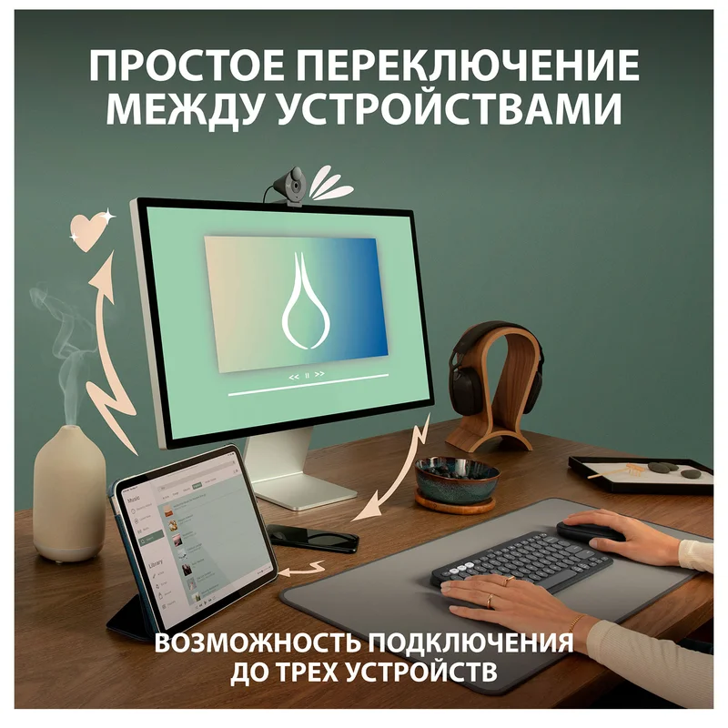 Мышка беспроводная USB/BT Logitech Pebble 2 M350S, White 5