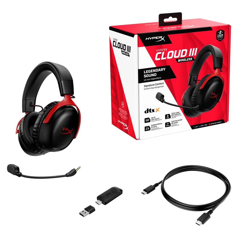 Игровая гарнитура беспроводная HyperX Cloud III, Black/Red (77Z46AA) 7