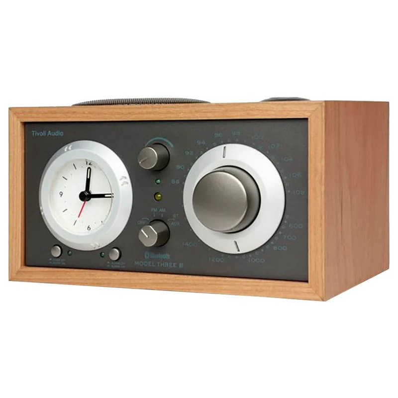 Радиоприемник с часами Tivoli Model Three BT, Вишня/Серый 4