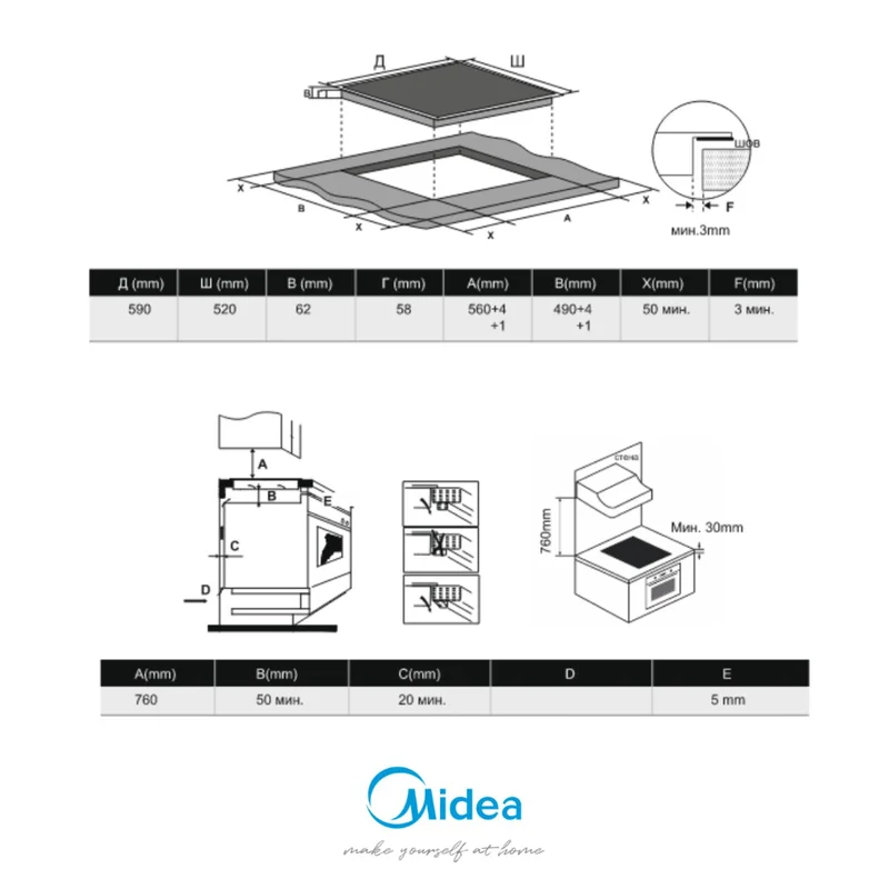 Встраиваемая индукционная варочная панель Midea MCI-B632D 4