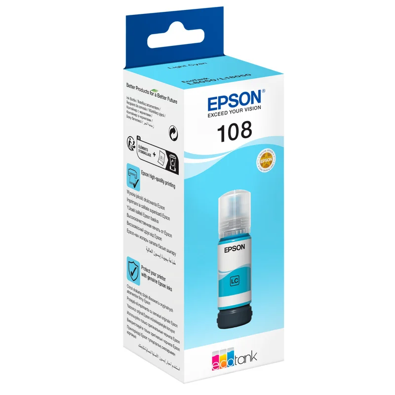 Картридж Epson 108 EcoTank Light Cyan (Для L8050/18050) СНПЧ 2