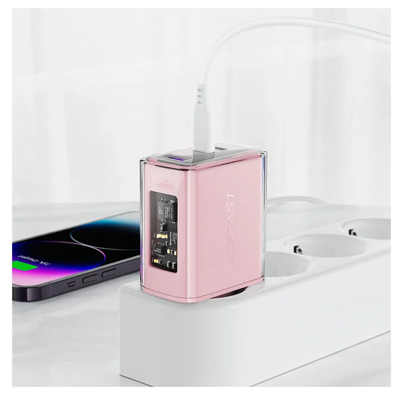 Адаптер питания ACEFAST, 2*USB C+A, PD65W GaN (A45 Cherry blossom - ACEFAST) 2