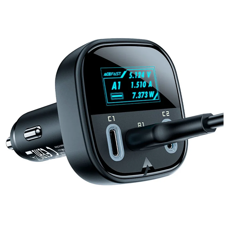 Автомобильное зарядное устройство ACEFAST, 2*USB C+A, 101W, OLED smart display, metal (B5 101W - ACE 2