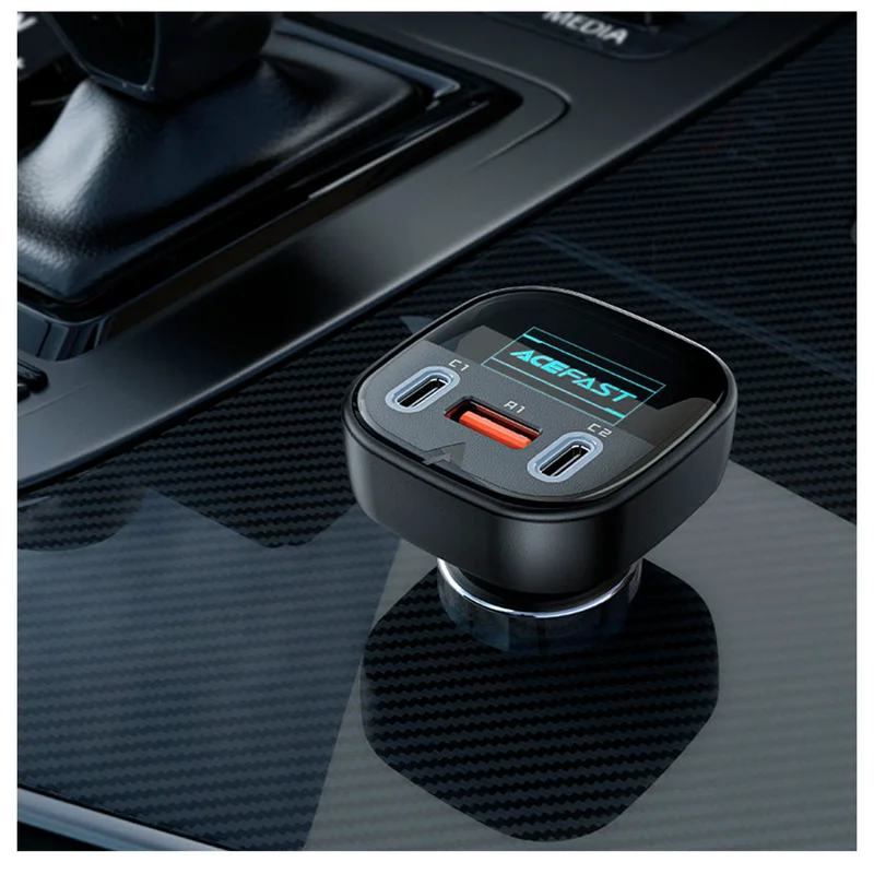 Автомобильное зарядное устройство ACEFAST, 2*USB C+A, 101W, OLED smart display, metal (B5 101W - ACE 5