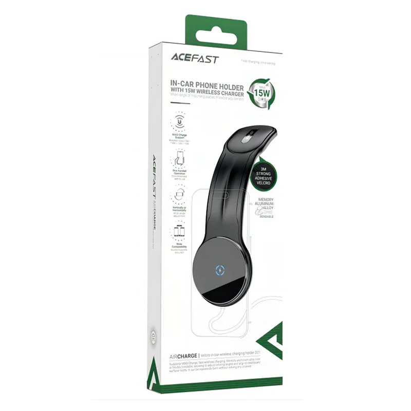 Автомобильный держатель ACEFAST Velcro, с беспроводной зарядкой, black (D21 - ACEFAST) 9