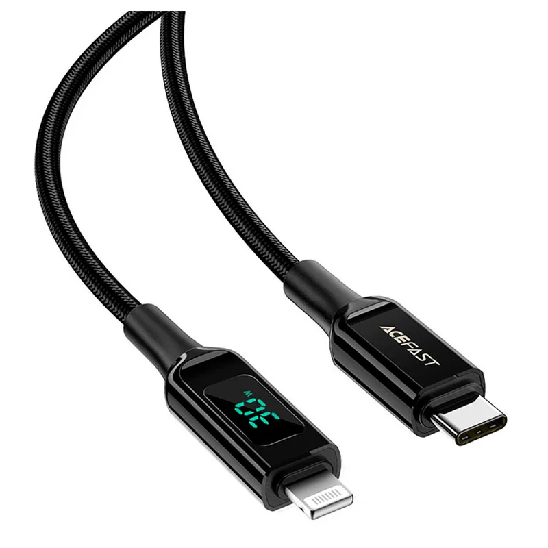 Кабель ACEFAST, USB-C to Lightning, display, плетеный, black (C6-01 - ACEFAST)