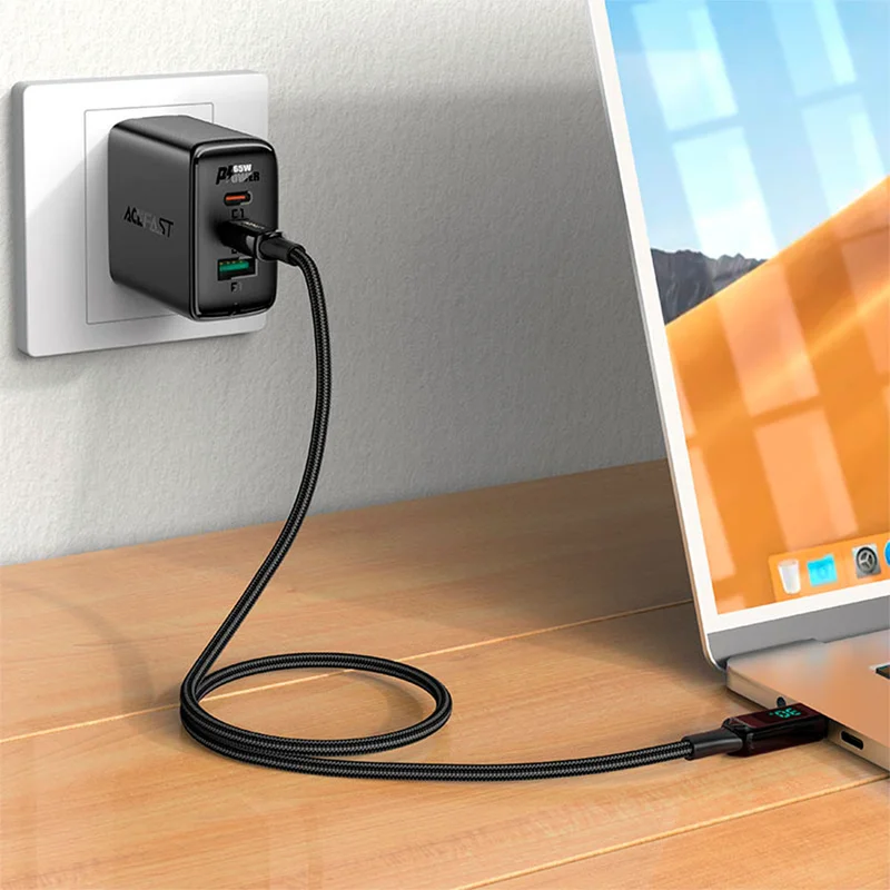 Кабель ACEFAST, USB-C to Lightning, display, плетеный, black (C6-01 - ACEFAST) 2
