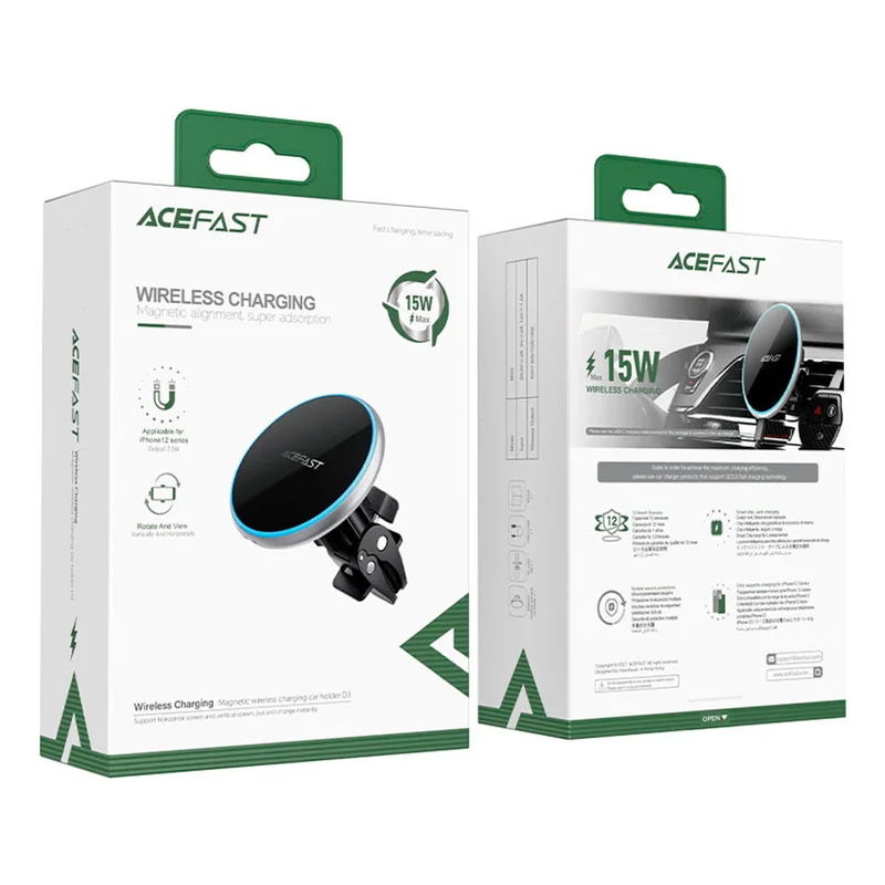 Автомобильный держатель ACEFAST, магнитный, с беспроводной зарядкой, silver (D3 - ACEFAST) 6