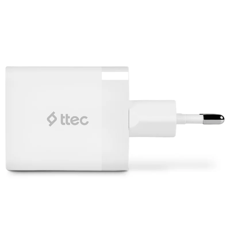 Адаптер питания ttec 45W PD Duo Travel Charger USB-C+USB-A, White (2SCP02B) 3