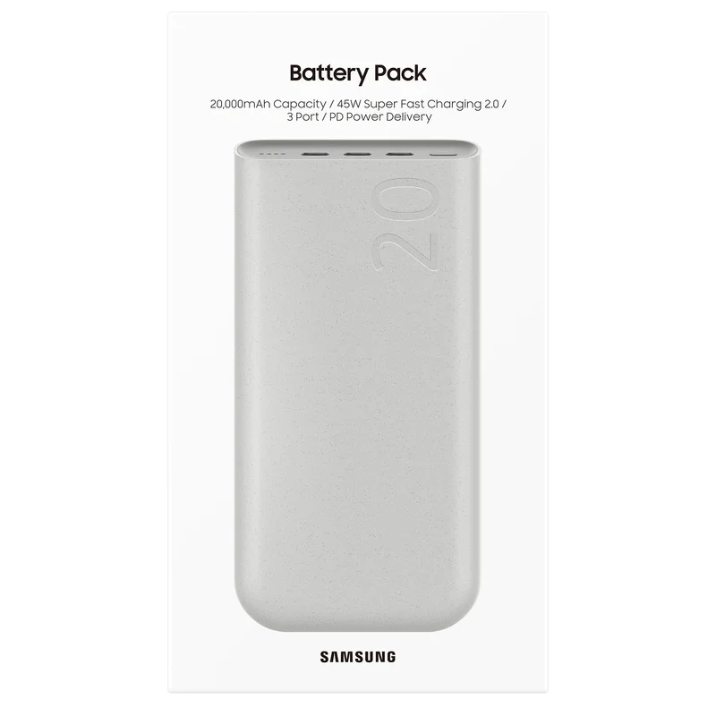 Внешний аккумулятор Samsung, 20000Mah, 45W Fast charge, PD, beige (EB-P4520XUEGRU) 7
