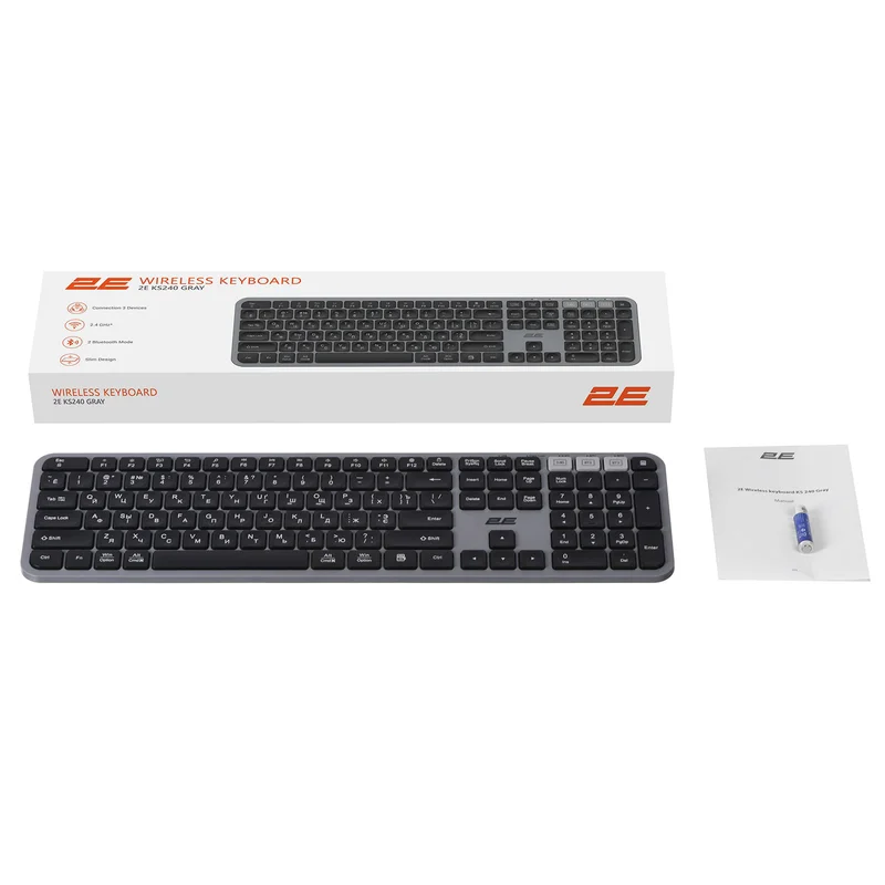 Клавиатура беспроводная 2E KS240, Gray (2E-KS240WG) 9