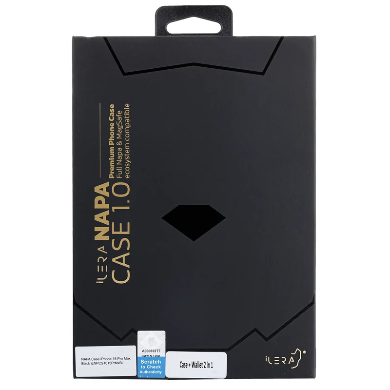 Чехол для iPhone 15 Pro Max, iLera NAPA leather Case 1.0, Black (iLNAPA15PMb) 4