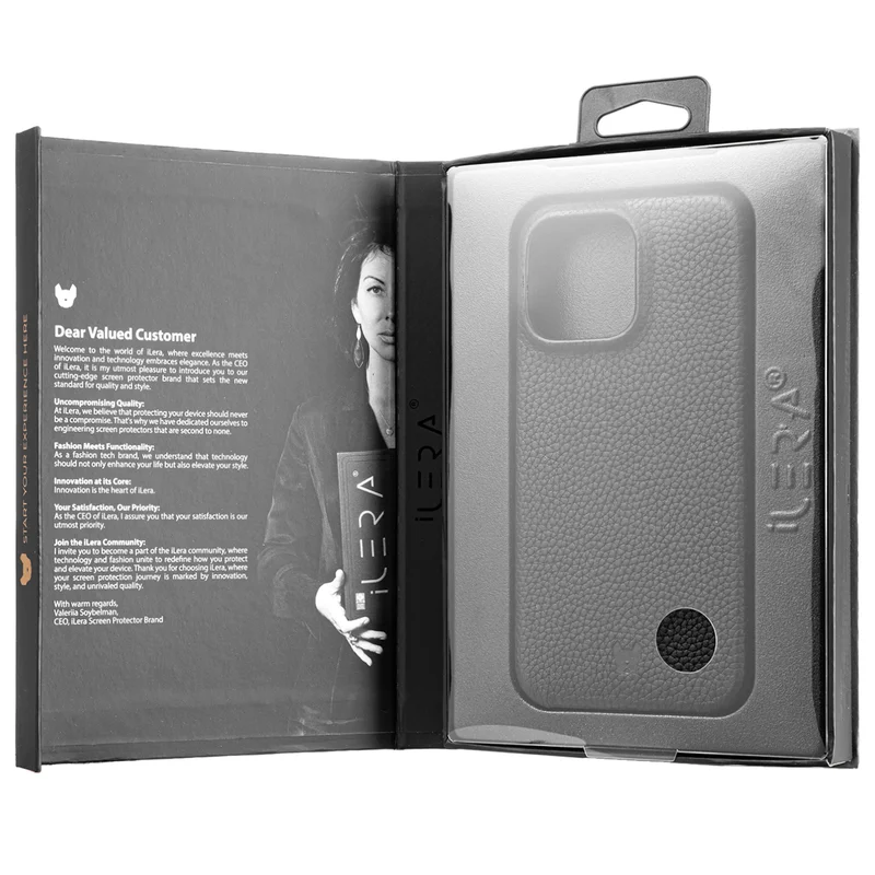 Чехол для iPhone 15 Pro Max, iLera NAPA leather Case 1.0, Black (iLNAPA15PMb) 5
