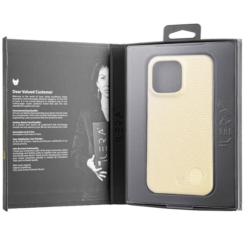 Чехол для  iPhone 15 Pro Max, iLera NAPA leather Case 1.0, Lady Beige (iLNAPA15PMld) 5
