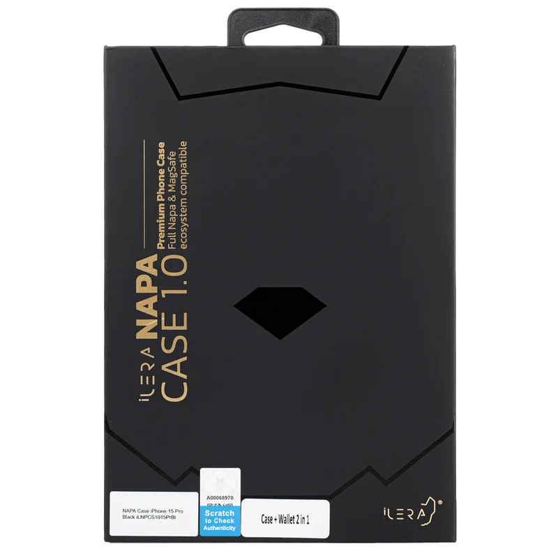 Чехол для  iPhone 15 Pro, iLera NAPA leather Case 1.0, Black (iLNAPA15Pb) 4