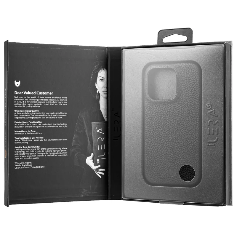 Чехол для  iPhone 15 Pro, iLera NAPA leather Case 1.0, Black (iLNAPA15Pb) 5