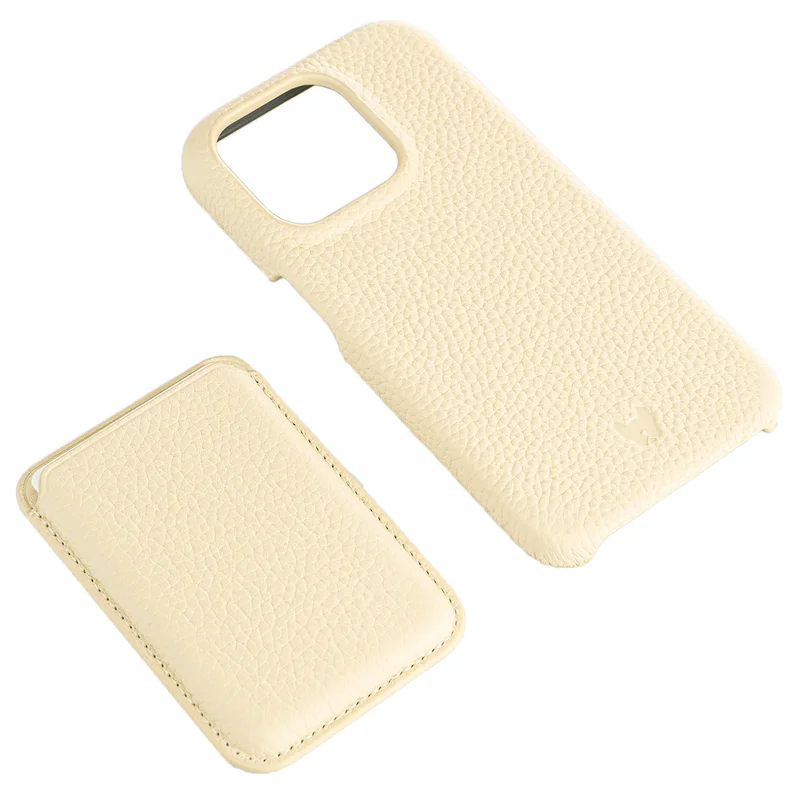 Чехол для  iPhone 15 Pro, iLera NAPA leather Case 1.0 forLady Beige (iLNAPA15Pld) 2