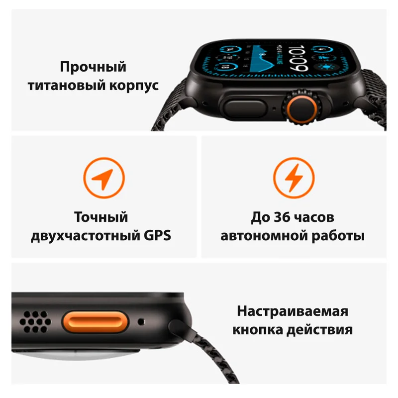 Смарт Часы Apple Watch Ultra 2 GPS + Cellular 49mm Black Titanium Case with Black Trail Loop - S/M 3