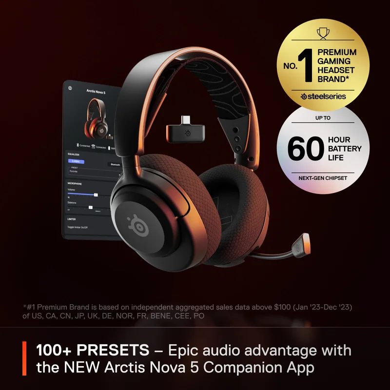 Игровая гарнитура беспроводная SteelSeries Arctis Nova 5, Black (61670) 10