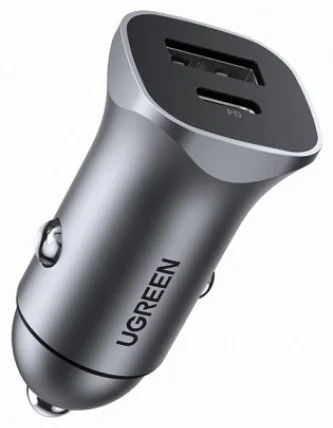 Автомобильное ЗУ Ugreen CD130 USB-C PD+USB-A QC 24W Fast Car Charger, 30780