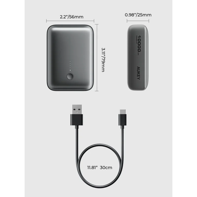 Внешний аккумулятор Aukey Spark Mini 30Вт 10000 мАч Grey (PB-Y55) 10