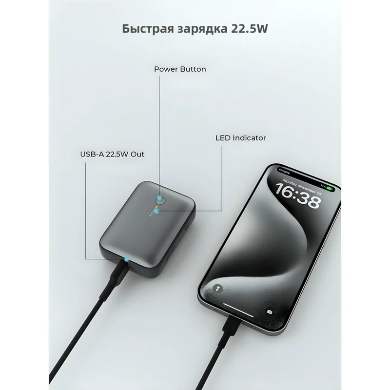 Внешний аккумулятор Aukey Spark Mini 30Вт 10000 мАч Grey (PB-Y55) 5