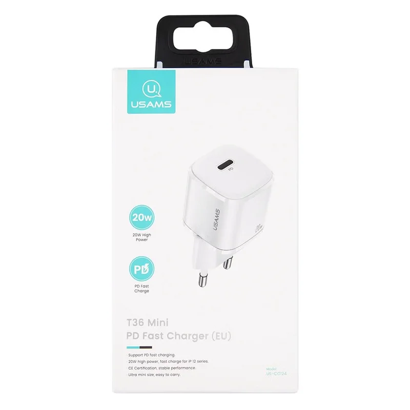 Адаптер питания USAMS USB-C 20W PD, White (CC124TC02) 3