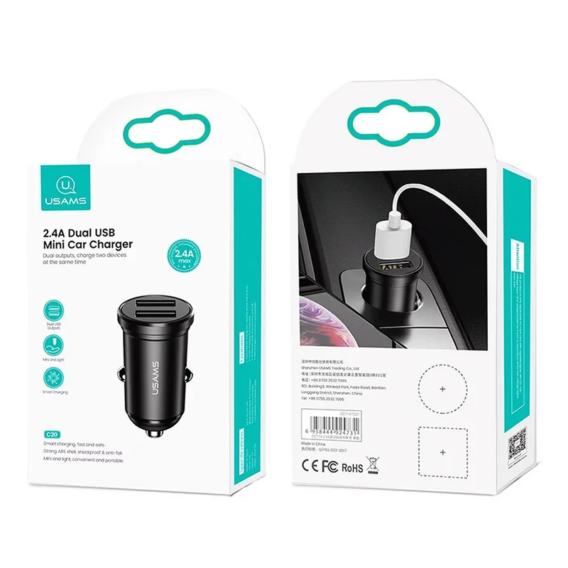 Автомобильное зарядное устройство USAMS, 2*USB A, 5W (CC114TC01) 3